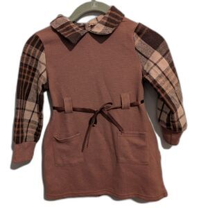 Girl's Long Sleeve Dress Brown Size 6Y NWOT